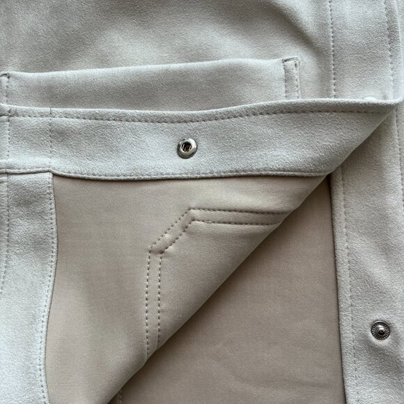 H&M Beige Faux Suede Shirt Jacket - Picture 4 of 4